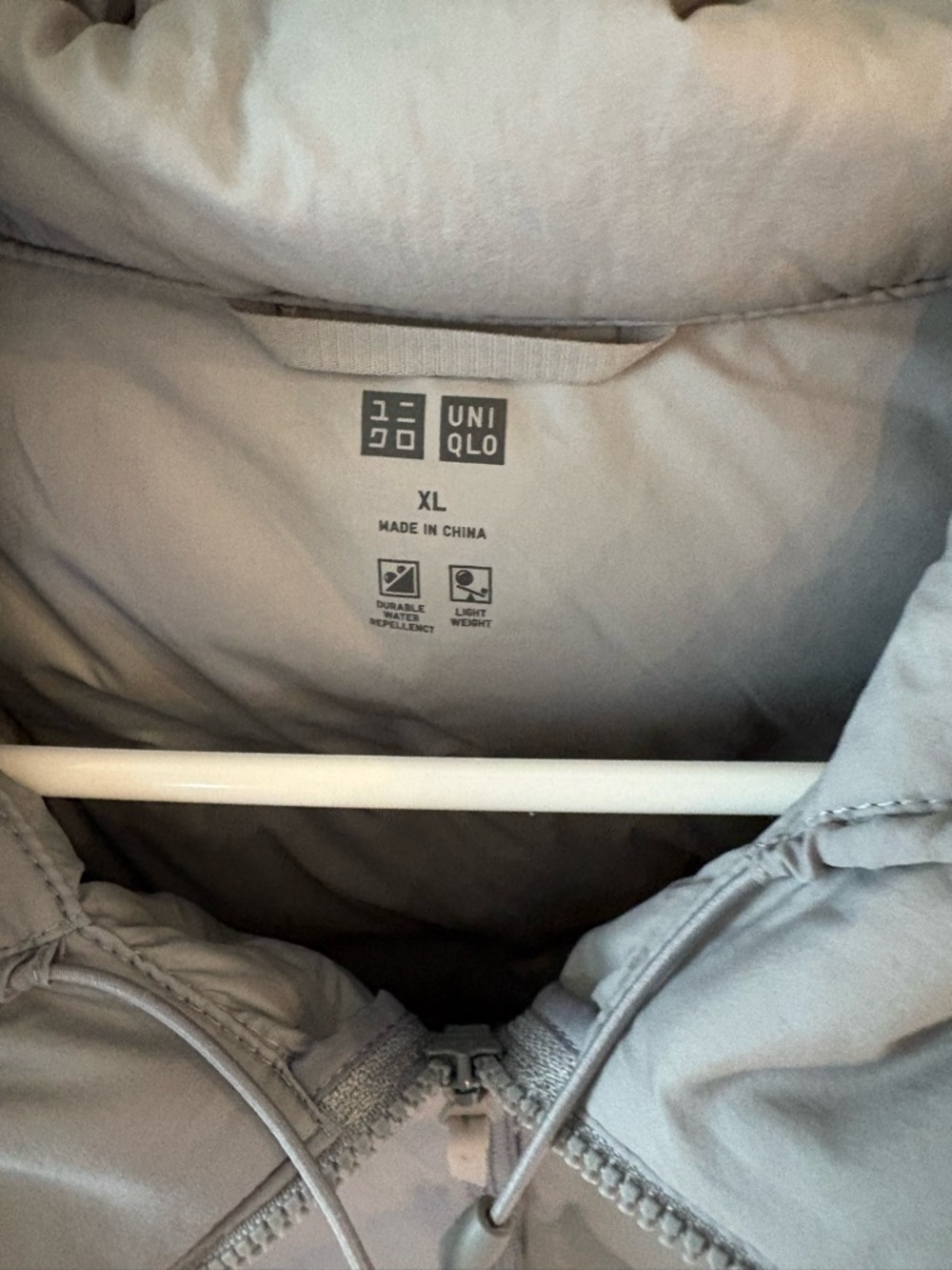 Uniqlo Light Gray Hooded Puffer Jacket - Picture 2 of 6